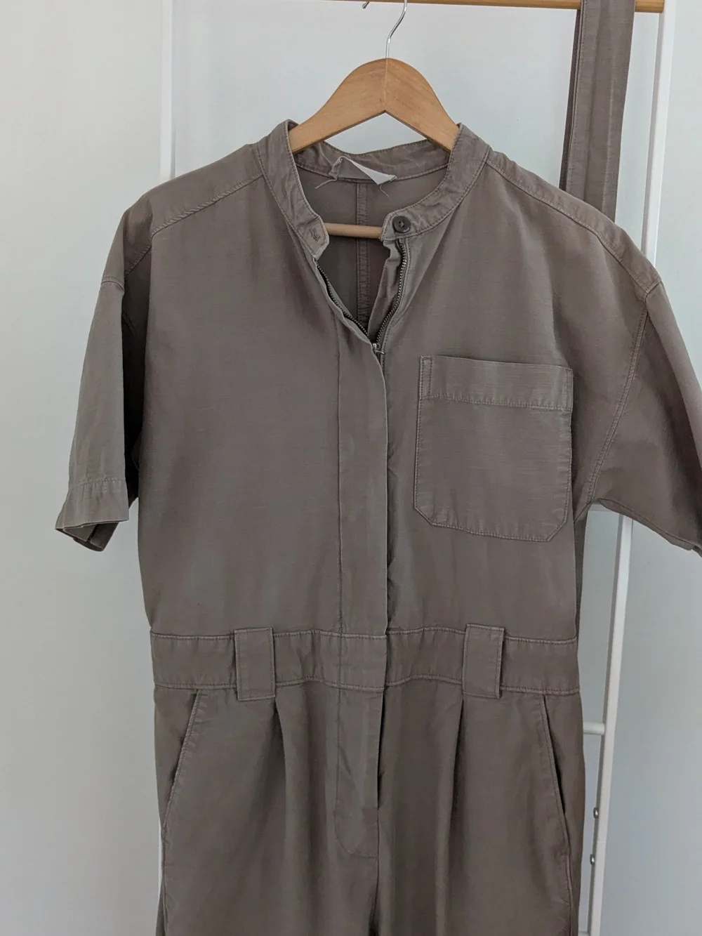 Everlane Organic Cotton Fatigue Short Sleeve Jumpsuit in Clay Size 8